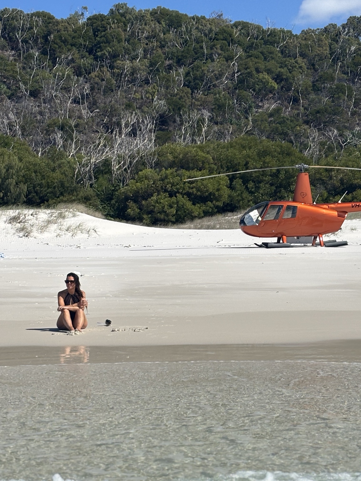 Helicopter film at Whitehaven Beach